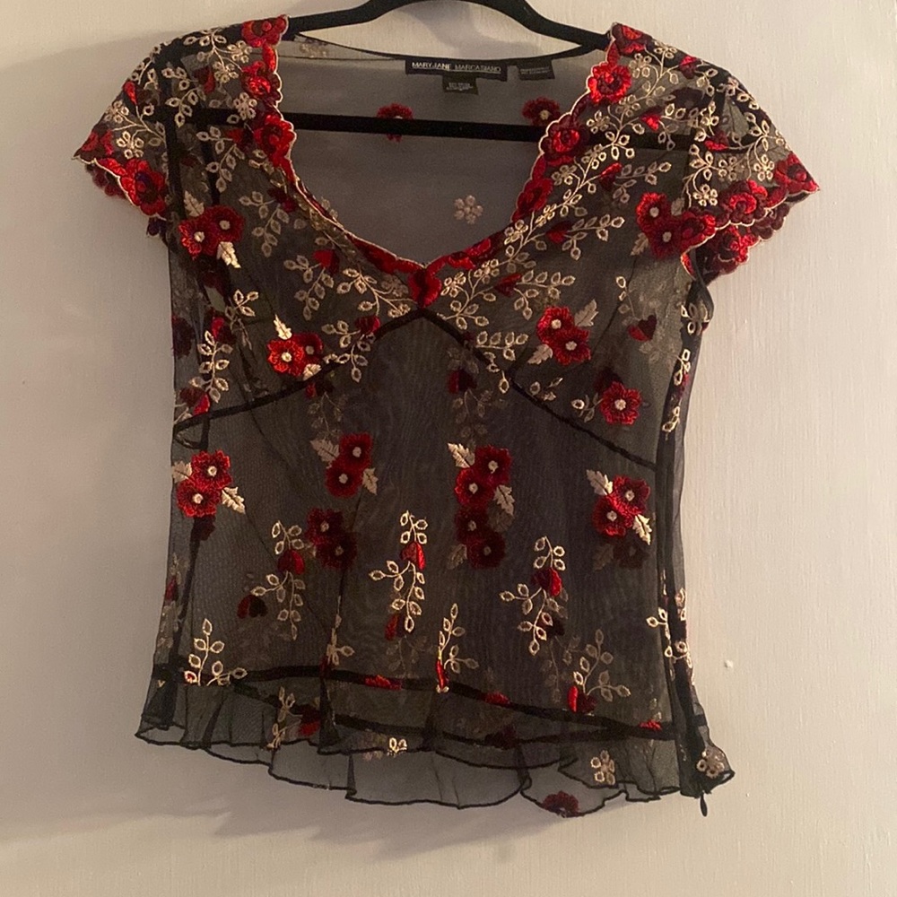 Sheer detail Maryjane Marcasiano top